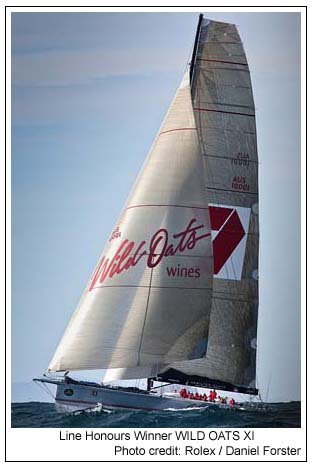 Line Honours Winner WILD OATS XI, Photo credit: Rolex / Daniel Forster